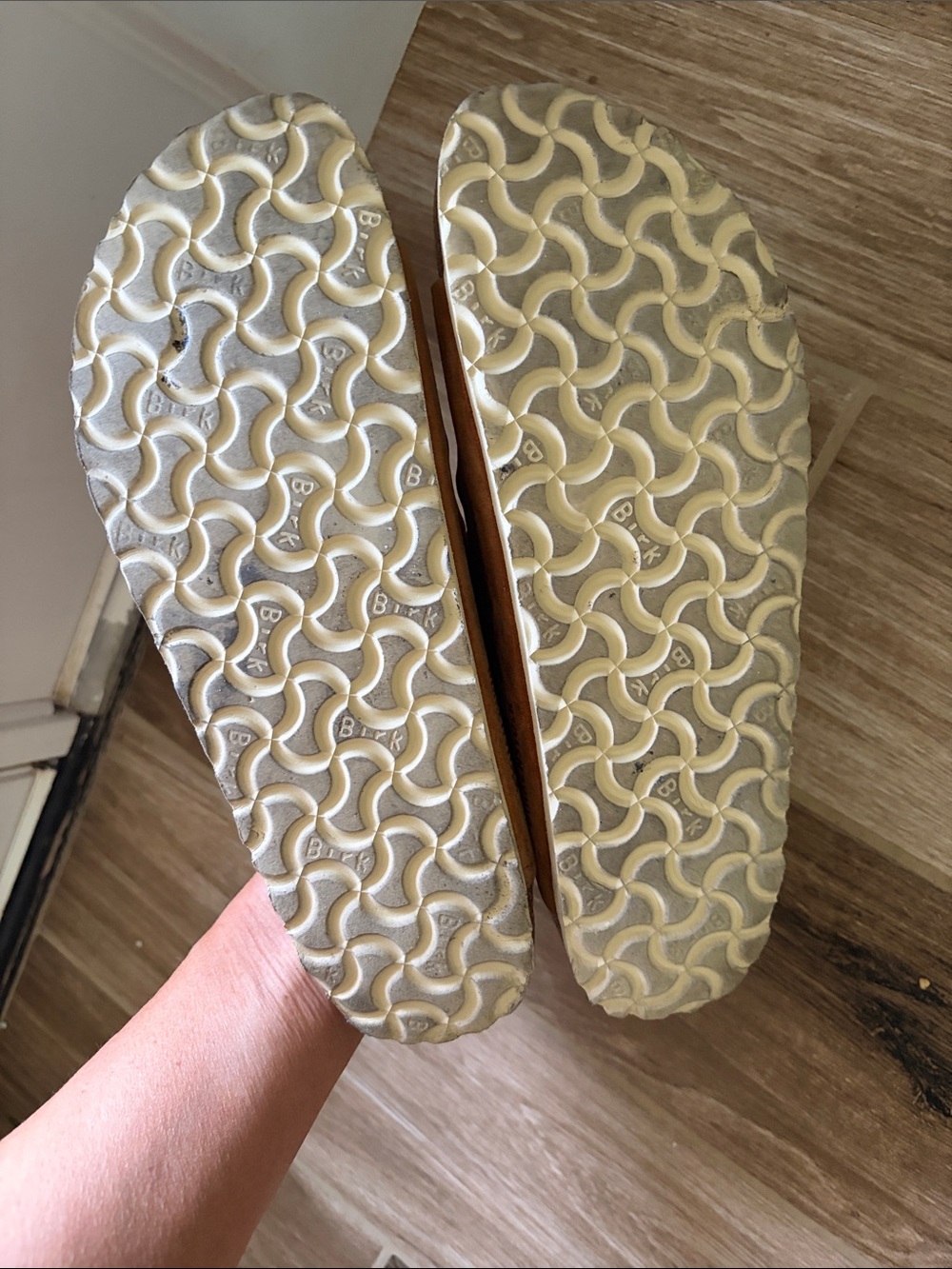 Birkenstock Arizona Brown Leather Sandals with Gold Buckles - Picture 3 of 3